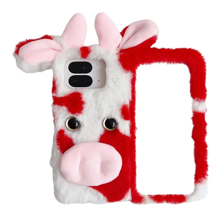 Fluffy Cute Cow Case For Google