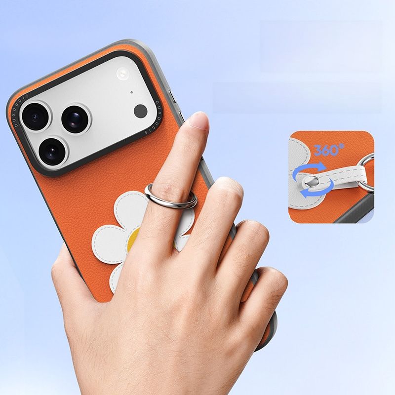 Decorative Leather Phone Case with Wrist Strap for iPhone