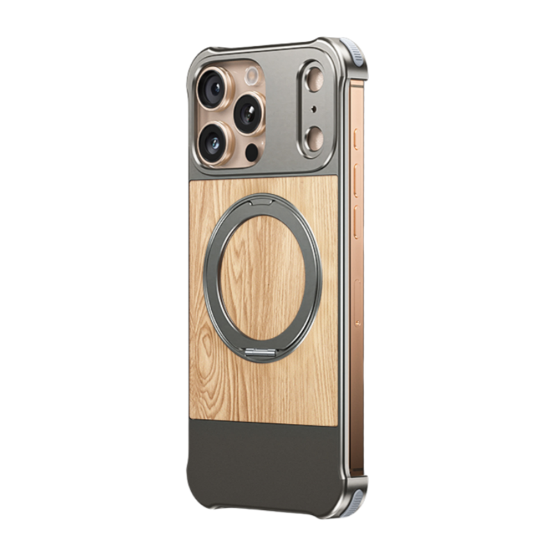 White Wood Metal Case For iPhone