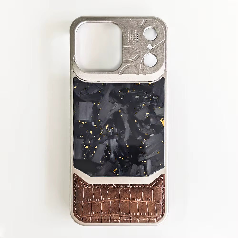 LeatherCarbon Metal Case For iPhone