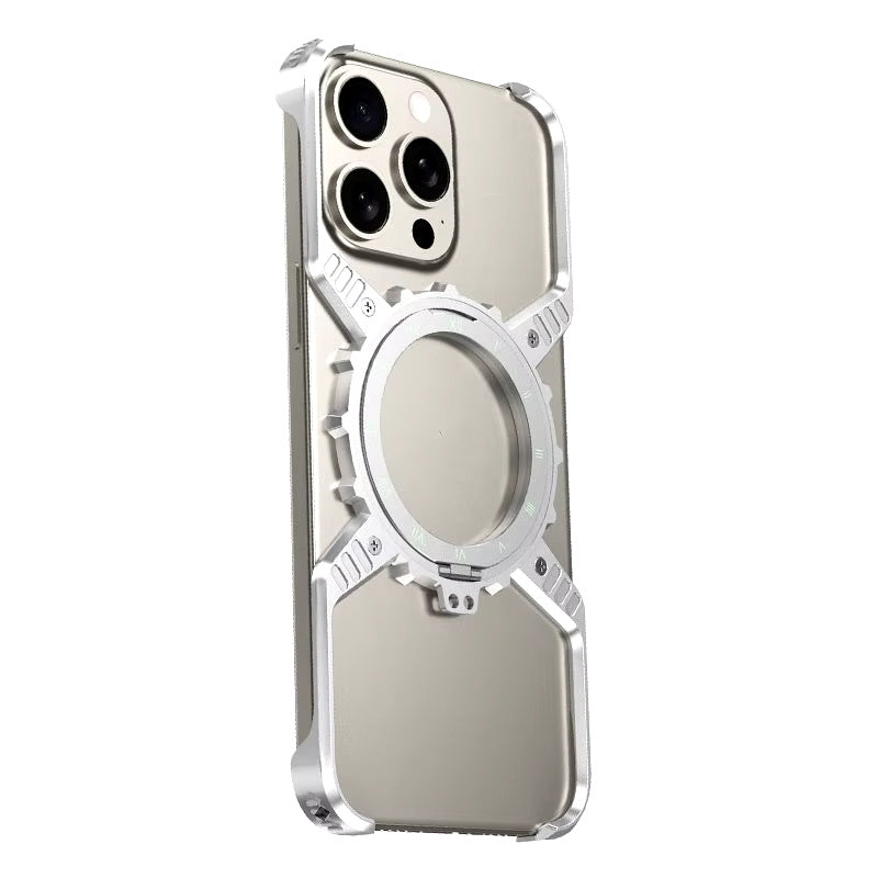 King X Mechanical Gear With Pivot Ring Stand Case For iPhone