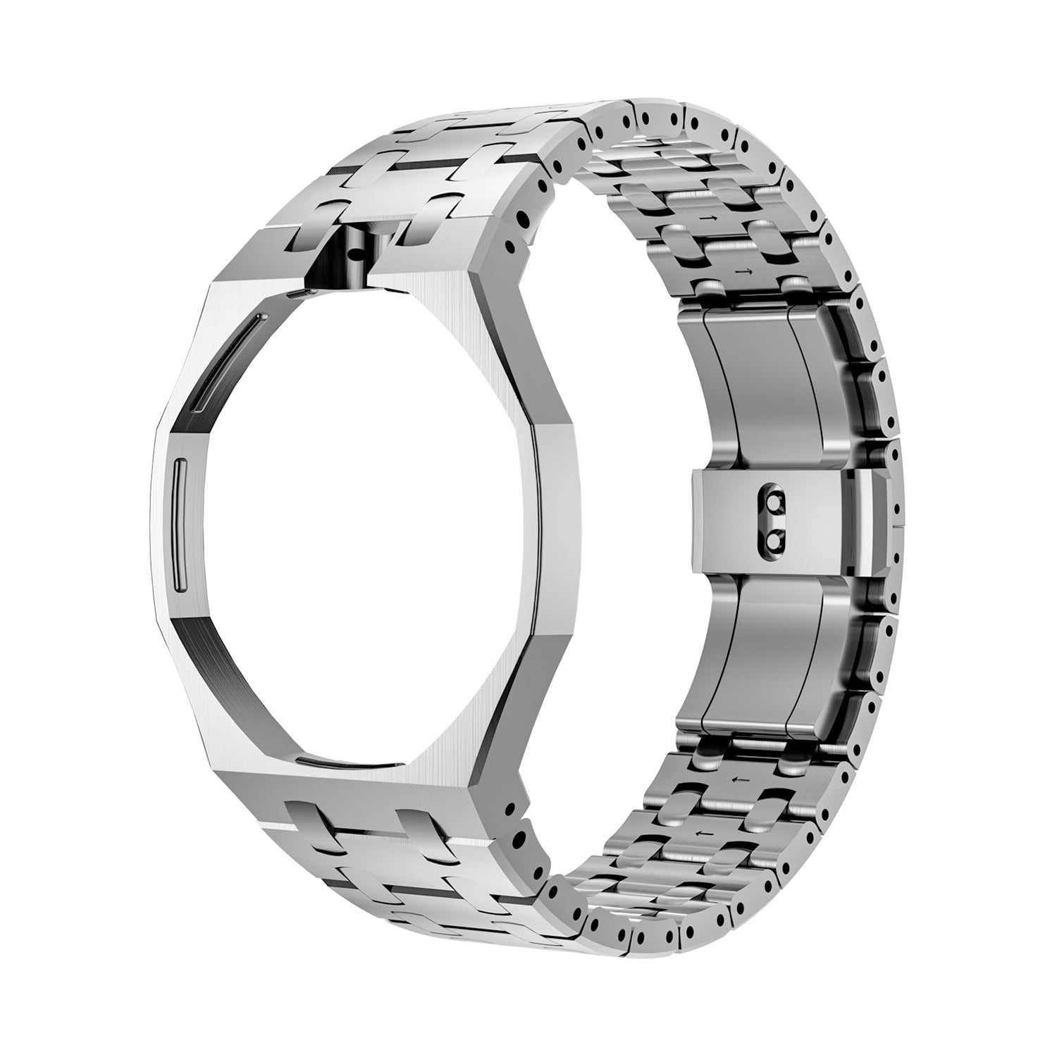 Luxury Stainless Steel Case With Silicon Strap For Swatch (12 o'clock Position Crown )