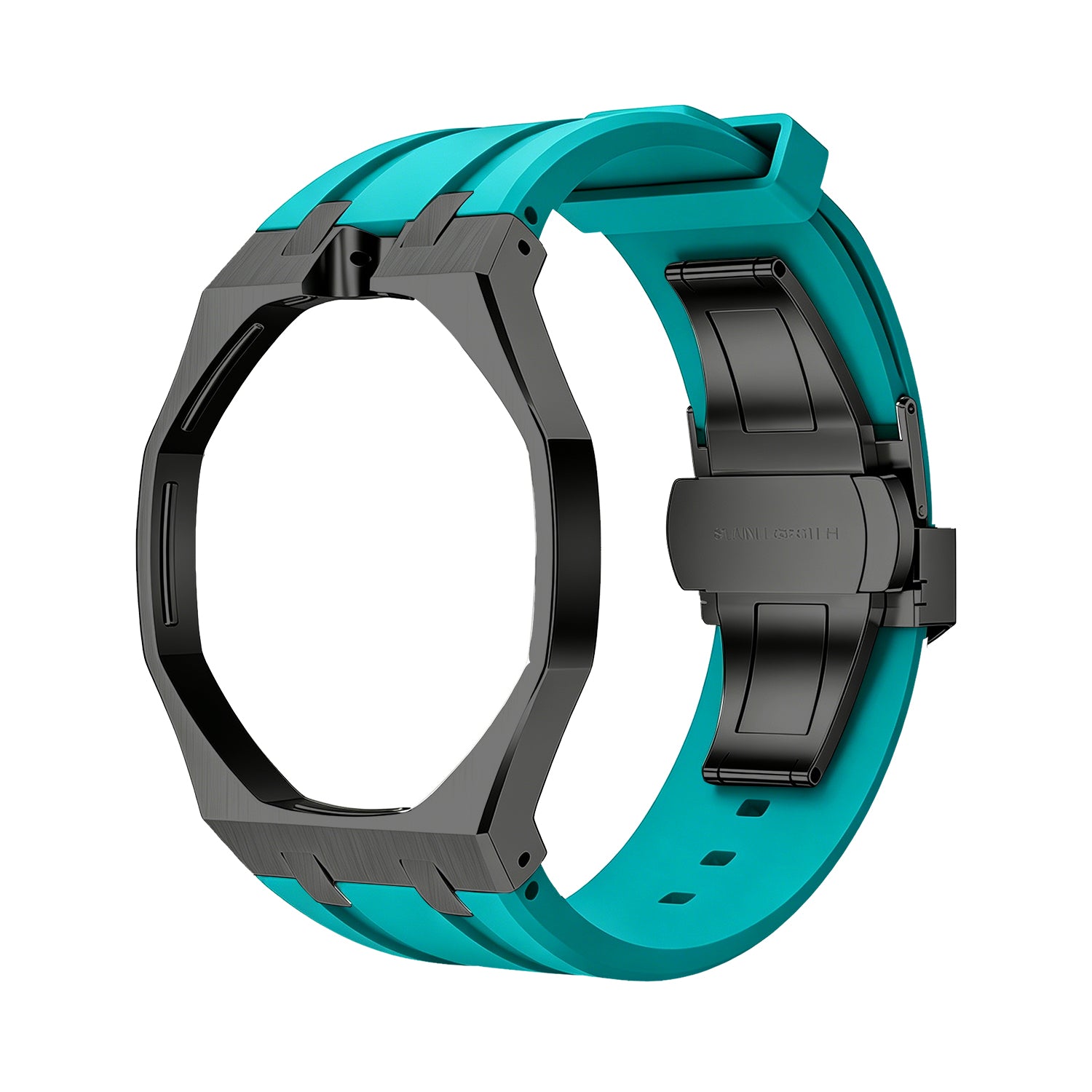 Luxury Stainless Steel Case With Silicon Strap For Swatch (12 o'clock Position Crown )