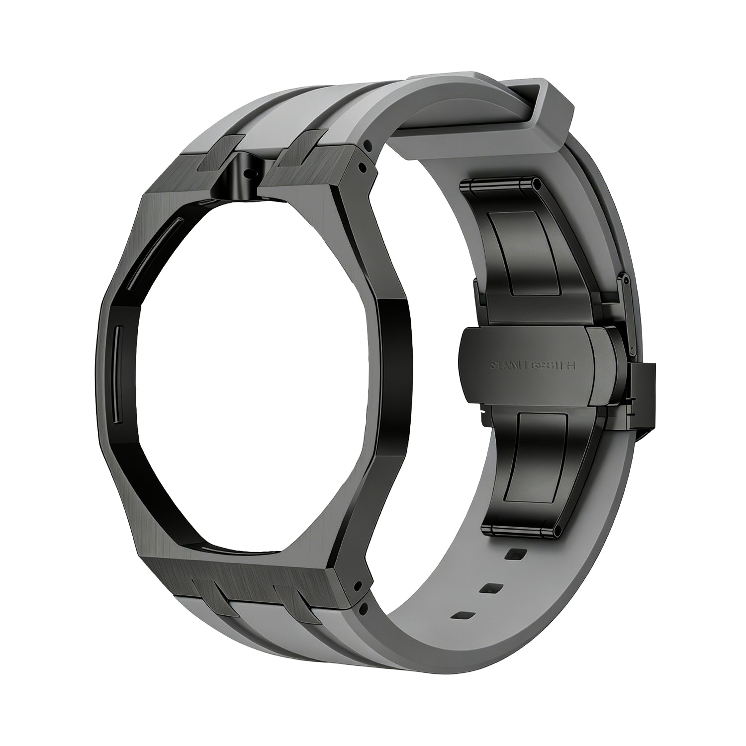 Luxury Stainless Steel Case With Silicon Strap For Swatch (12 o'clock Position Crown )