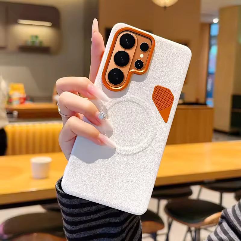 Magnetic Matte PU Case For Samsung