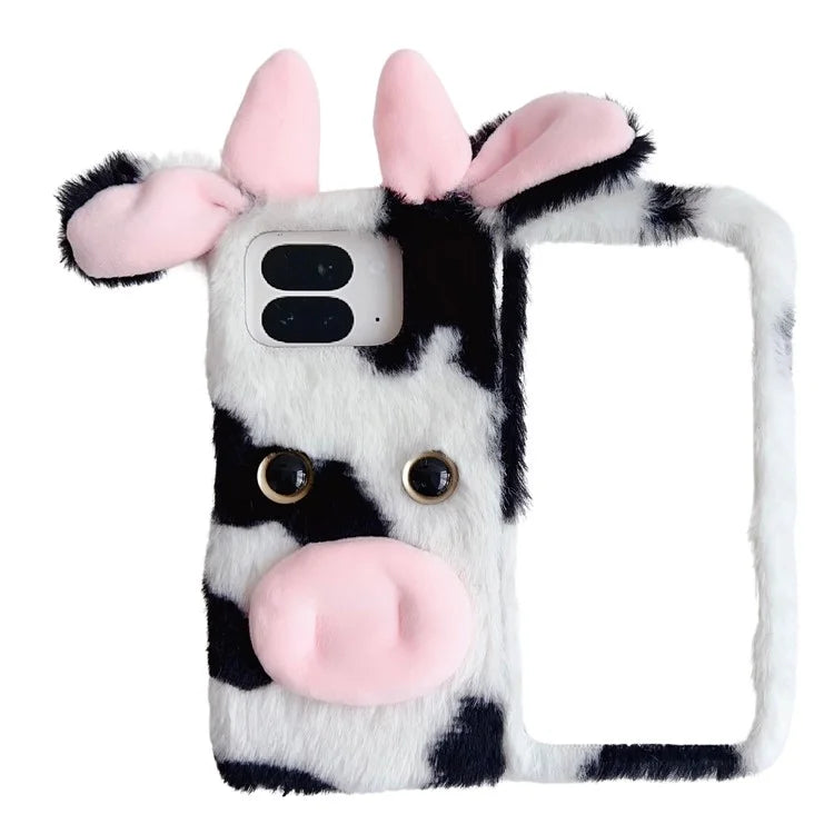 Fluffy Cute Cow Case For Google