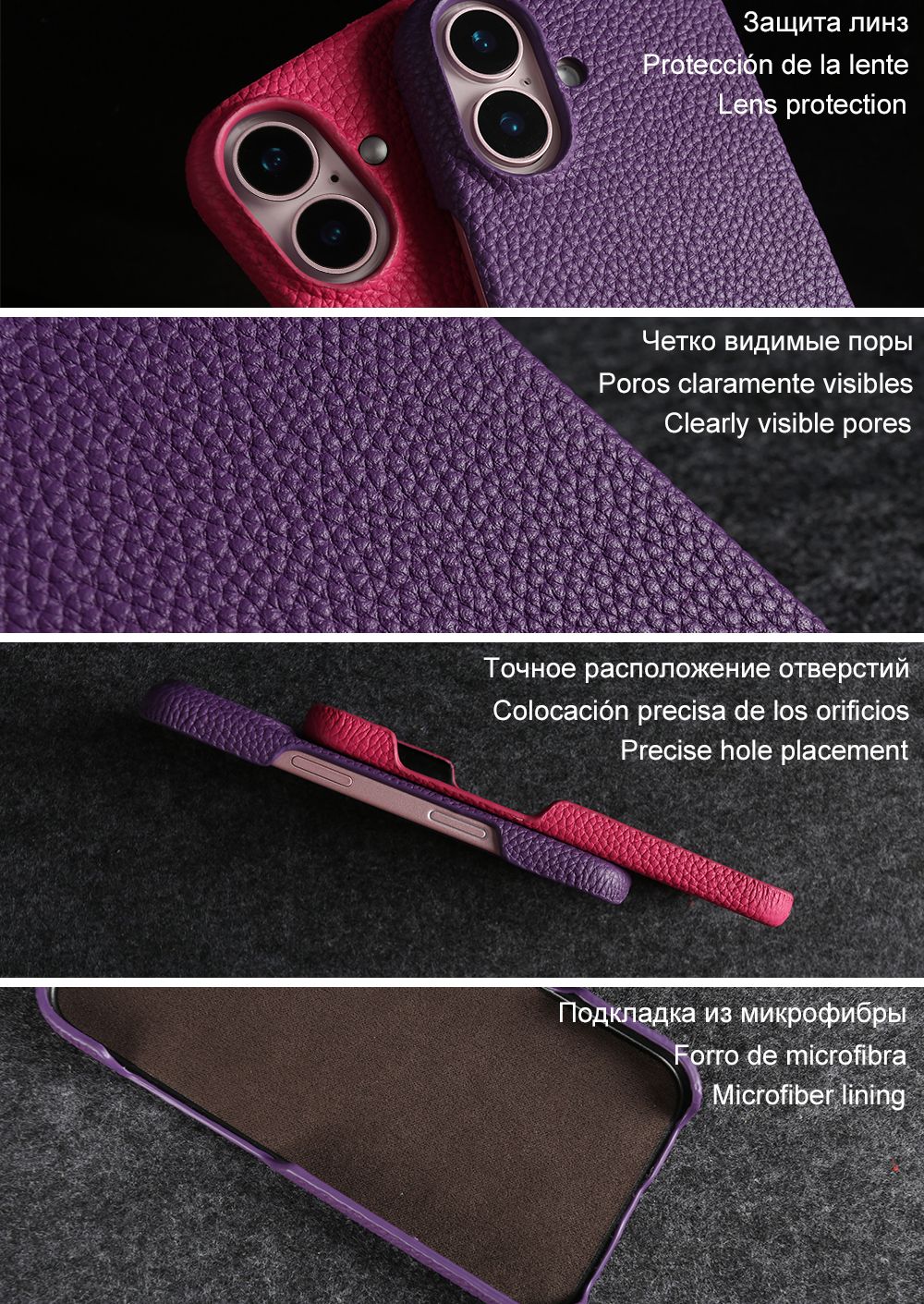 Luxury Real Leather Phone Case with MagSafe (Lychee Pattern)