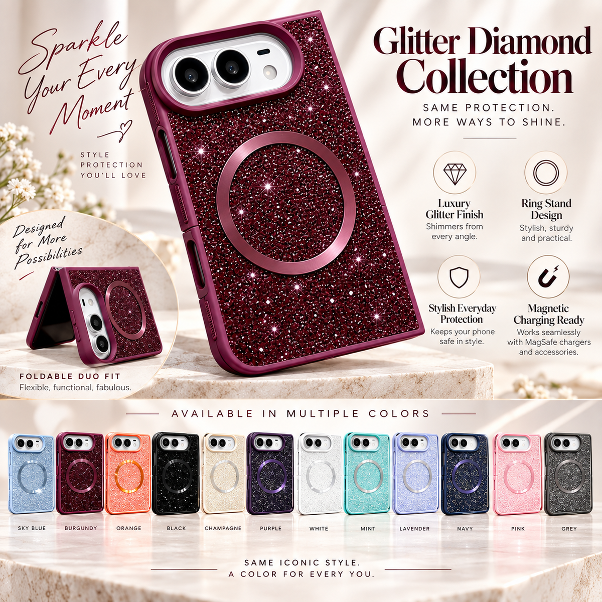 Glitter Diamond Hard Phone Case for iPhone Duo