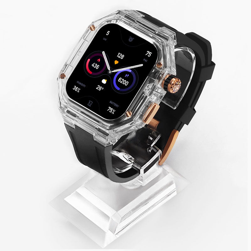 PC Clear Transparent Watch Case With Silicone Replacement Band For Apple Watch 46MM