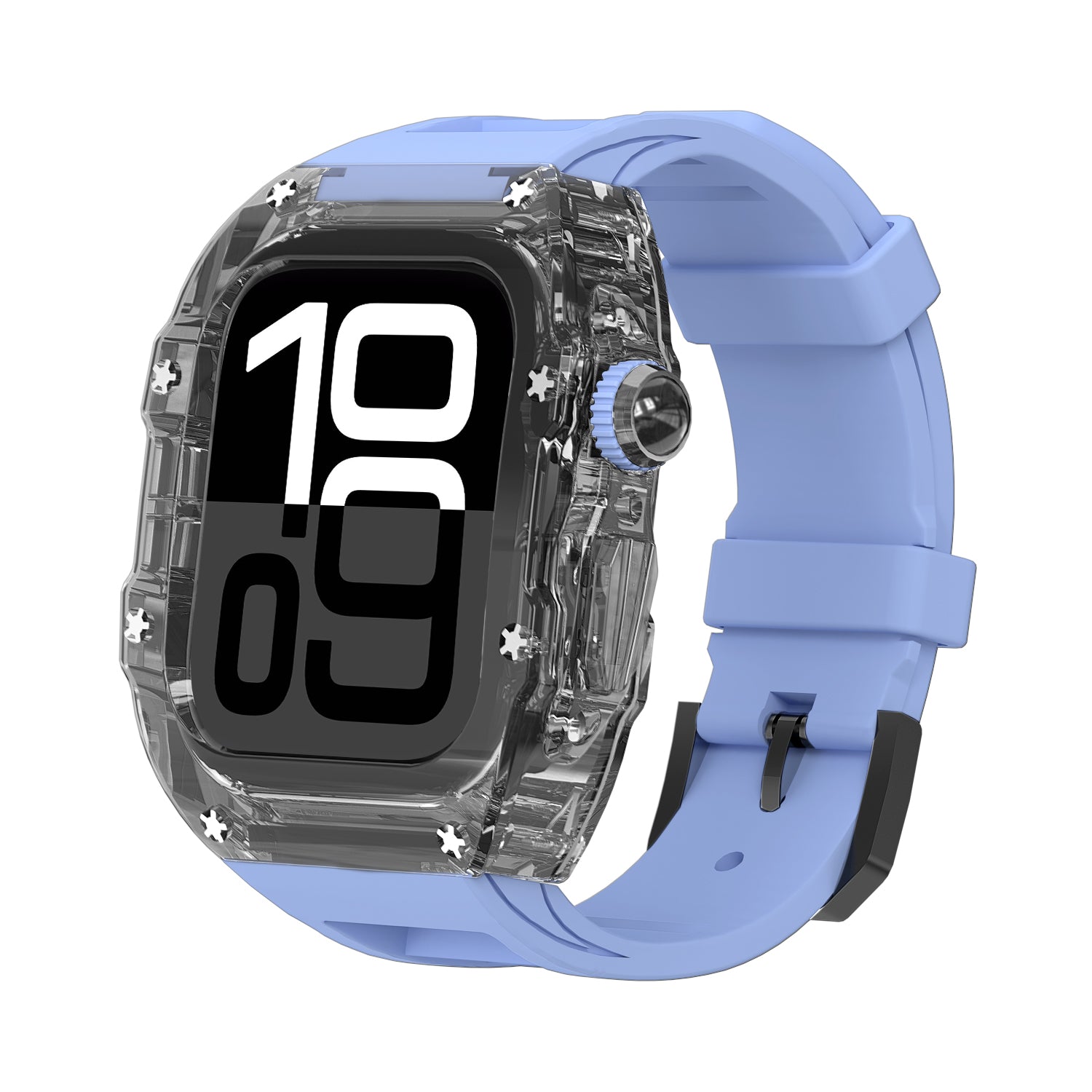 Clear And Black Transparent Case With Breathable Fluororubber Strap For Apple Watch 46MM