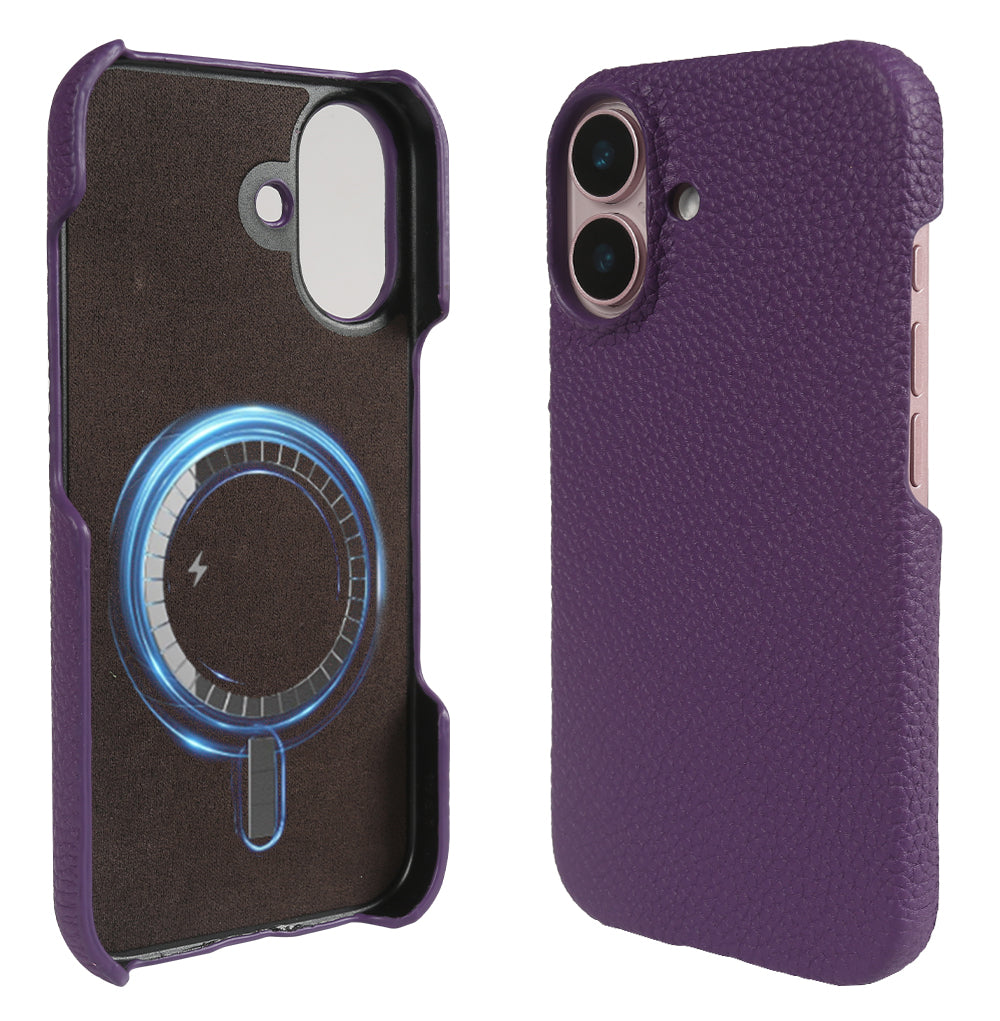 Luxury Real Leather Phone Case with MagSafe (Lychee Pattern)