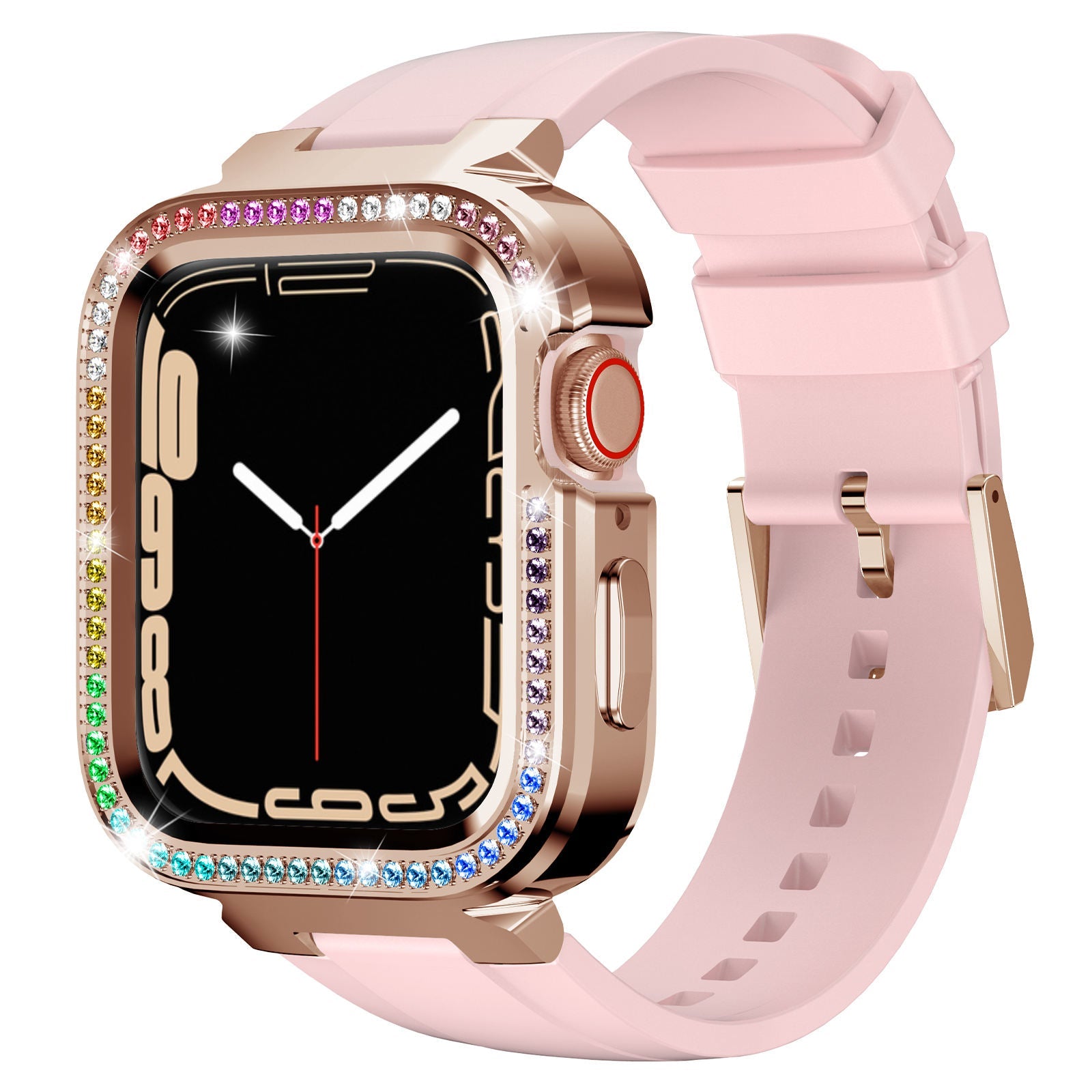 Rainbow Diamond Rhinestone Metal iWatch Case 40mm 41mm