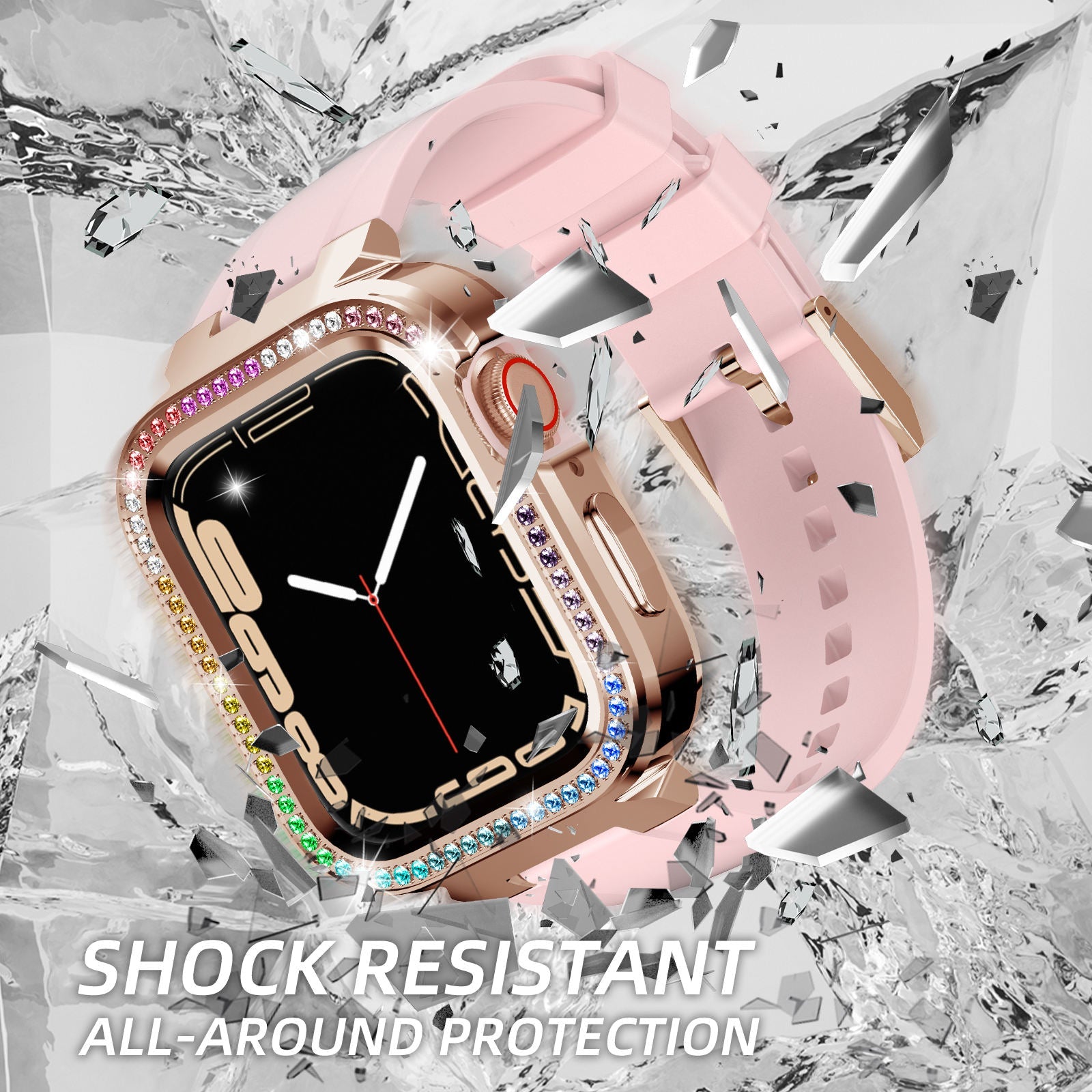 Rainbow Diamond Rhinestone Metal iWatch Case 40mm 41mm