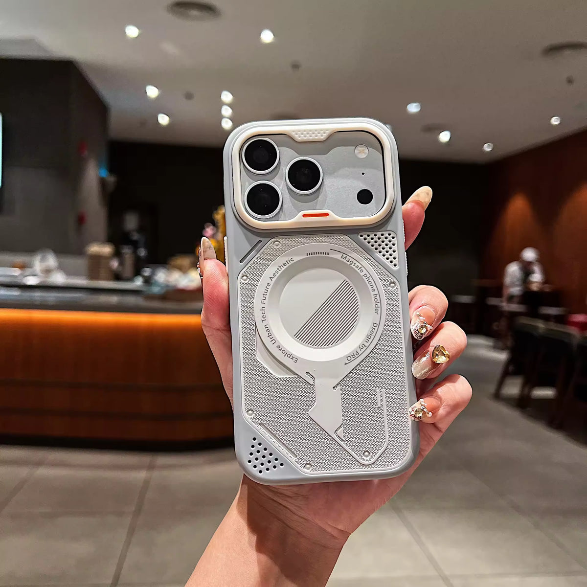 Stylish PC Magnetic Phone Case with Ring Stand for iPhone
