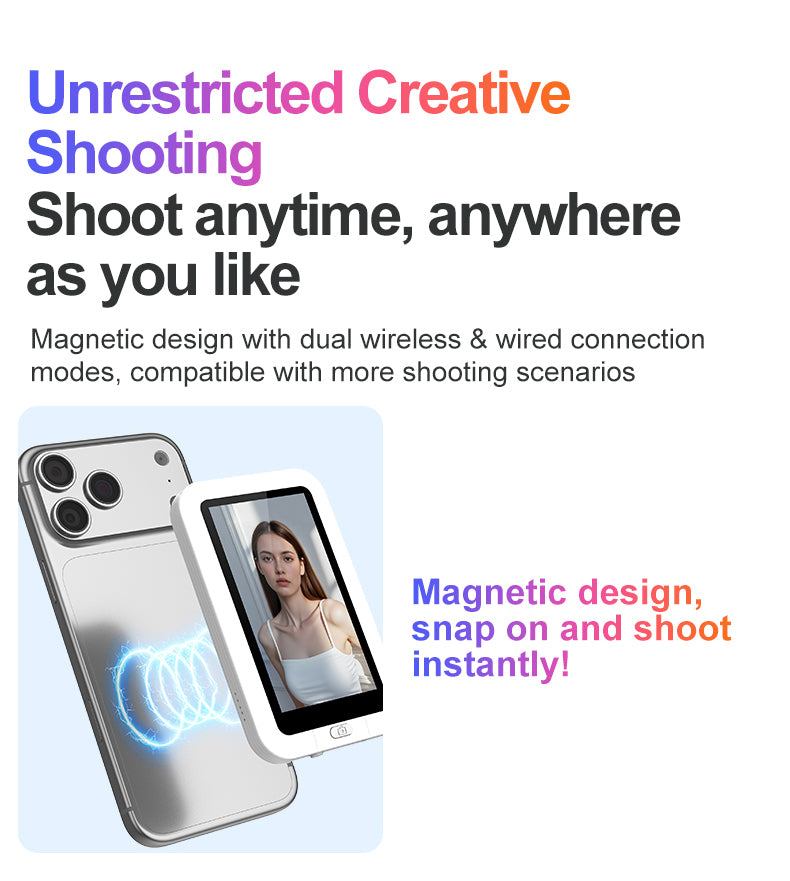 Ultra Fill Light Vlog Monitor Screen for iPhone and Android(wireless & 4k 30 fps recording supported)