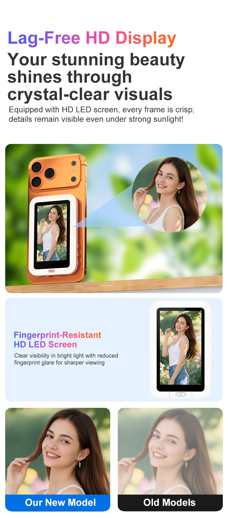 Ultra Fill Light Vlog Monitor Screen for iPhone and Android(wireless & 4k 30 fps recording supported)
