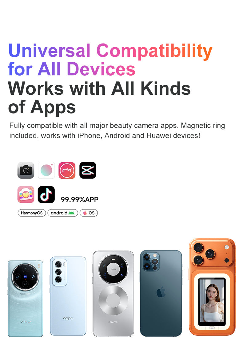 Ultra Fill Light Vlog Monitor Screen for iPhone and Android(wireless & 4k 30 fps recording supported)