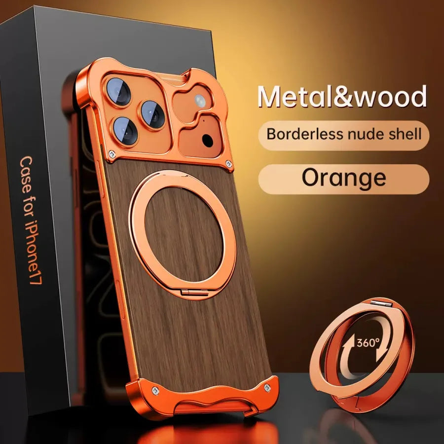 Minimalist Wood Metal Case For iPhone