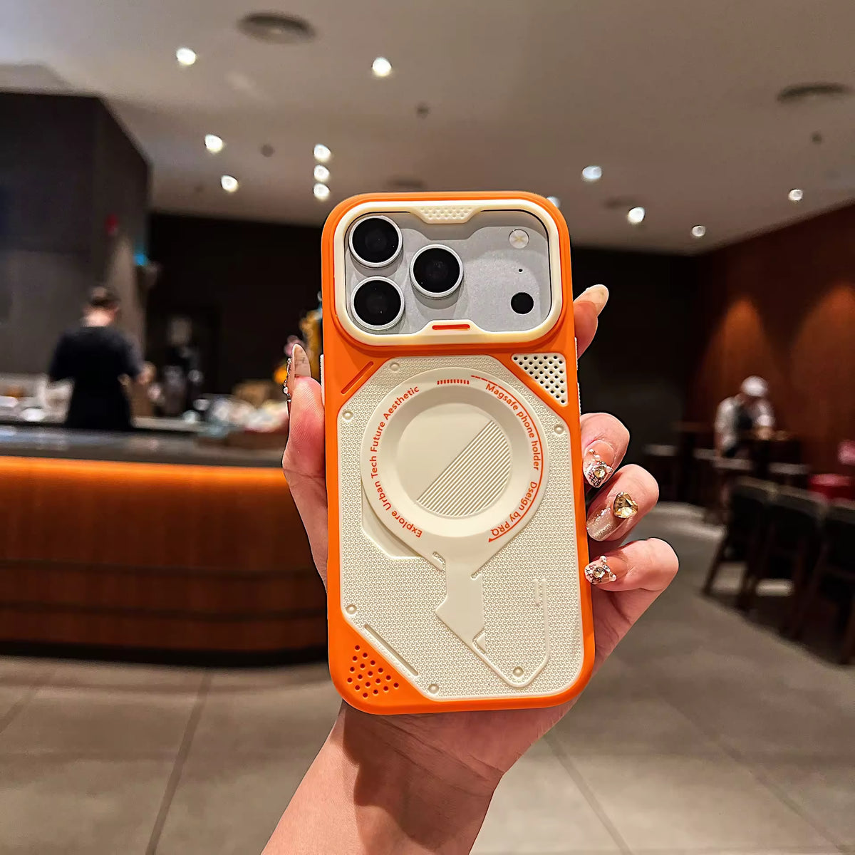 Stylish PC Magnetic Phone Case with Ring Stand for iPhone