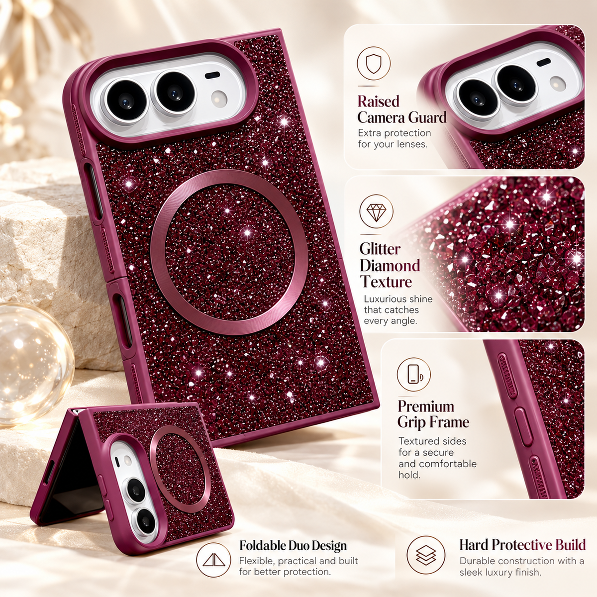Glitter Diamond Hard Phone Case for iPhone Duo
