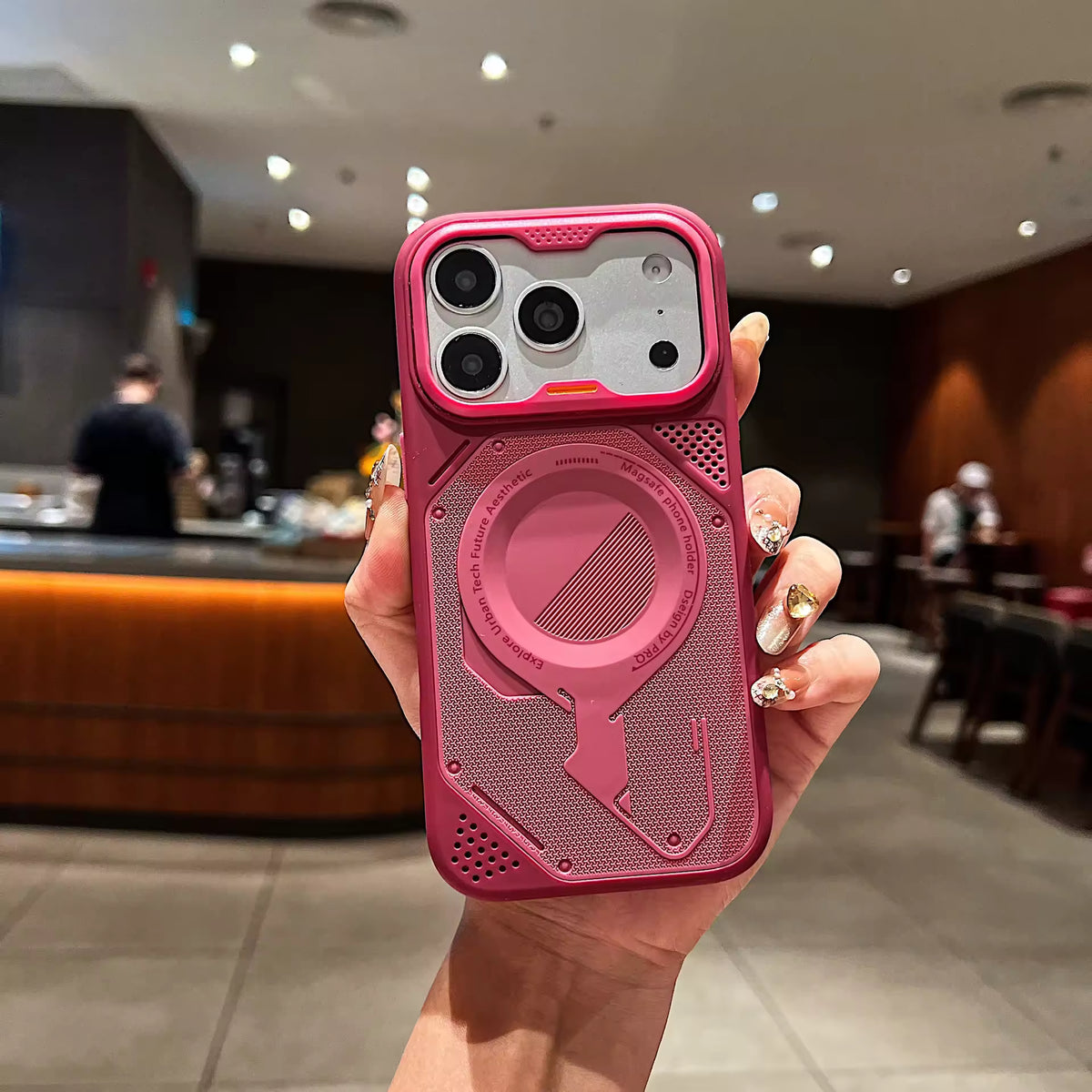 Stylish PC Magnetic Phone Case with Ring Stand for iPhone
